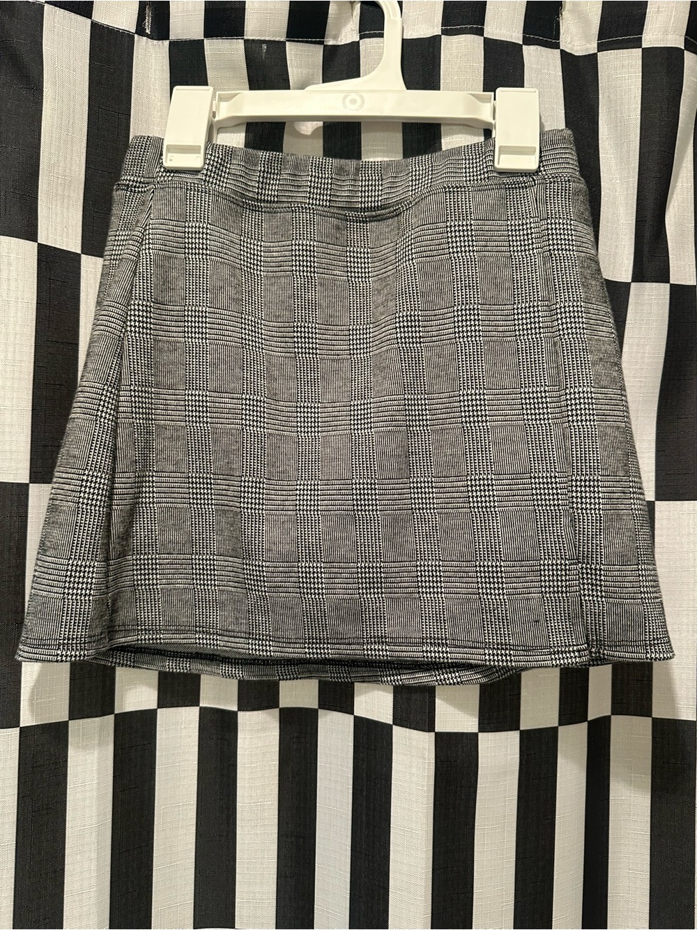 art class Gray Plaid Mini Skirt with shorts!
